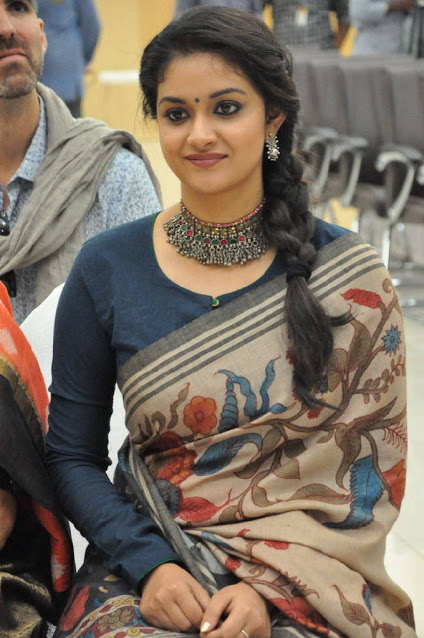 Actress Keerthy Suresh Photos In Transparent Blue Saree 19